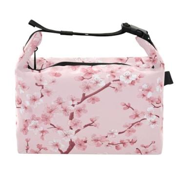 Imagem de STAYTOP Linda lancheira de flores de cerejeira com fivela de alça, lancheira isolada para meninos e meninas, lancheira térmica para trabalho escolar