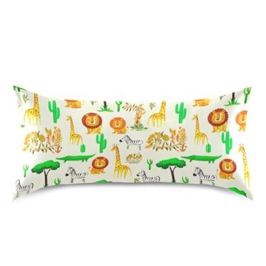 Imagem de Burbuja Fronha de cetim Safari Animals para cabelo e pele King Size 50,8 x 101,6 cm, capa de almofada super macia antirrugas com fecho de envelope