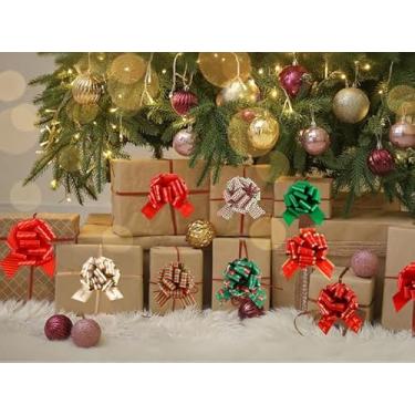 Imagem de 24 laços de Natal para embrulho de presente, 12 estilos de laços de fita pré-amarrados para árvore de Natal, presentes, decorações de festa e férias