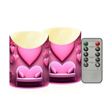 Imagem de Wassud Pacote com 2 velas românticas sem chamas para cadeira de coração com controle remoto, velas realistas cintilantes com temporizador, velas decorativas para Natal, casamento, festa, decoração de