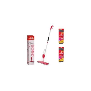 Imagem de Mop Esfregão Retrátil com 2 Refis, Plástico e Poliéster, 134cm x 11cm, Cinza e Verde, Cabo Ajustável para Limpeza de Pisos