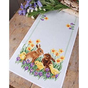 Imagem de Vervaco Counted Cross Stitch Table Runner Kit 12.8"X33.6"-Rabbits With Chicks (11 Count) -V0183468