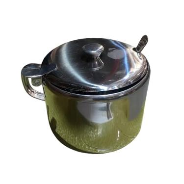 Imagem de Açucareiro de Aço Inox com Colher, 420ml, Transparente, Ideal para Servir Sobremesas, Design Moderno