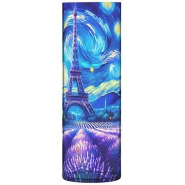 Imagem de Vaso de flores grande de lavanda Eiffel de noite estrelada, vasos cilíndricos decorativos para flores, decoração floral de outono para quarto, 30 cm x 9,9 cm