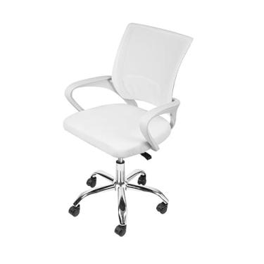 Imagem de Cadeira de Escritório Giratória Tela Mesh com Assento Estofado Ergonômica Tok (Branca)