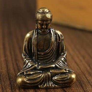 Imagem de FENNYYAR Mini estátuas de Buda decoração de casa de cobre, 3 cm, 3 cm, estatuetas de escritório de mesa, ornamento de artesanato