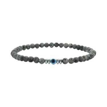 Imagem de Pulseira Masculina De Pedra Howlite Olho De Tigre De 4mm Com Contas Cl