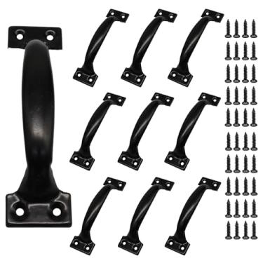 Imagem de Zorveiio 10 maçanetas de metal de 12,7 cm, puxadores de porta grandes, puxadores de porta de celeiro vintage para móveis, armários de cozinha, gavetas, cômodas, portões - preto