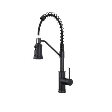 Imagem de TRYWELL Torneira de cozinha com pulverizador de puxar para baixo torneira de aço inoxidável níquel escovado de arco alto torneiras de pia comercial de alça única para lavanderia RV utilidade fazenda