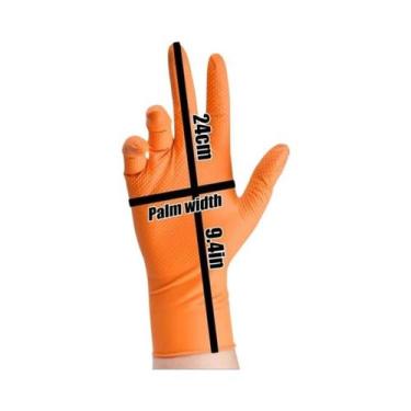 Imagem de Luvas De Nitrilo Laranja De Alta Resistência 8 Mil Texturizadas Em Dia