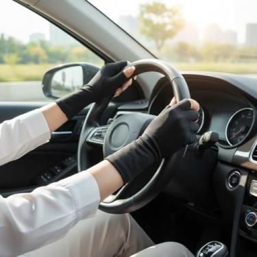 Imagem de Luvas femininas coloridas sem dedos, luvas de proteção UV, gelo, sedoso, protetor solar unissex