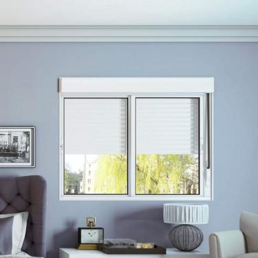 Imagem de Janela Veneziana Alumínio com Persiana Black Out Integrada 2 Folhas Móveis Lucasa Eccellente 120cmx150cm Branco