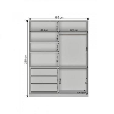 Imagem de Guarda Roupa Solteiro com Espelho 2 Portas 3 Gavetas Nova Mobile Branco