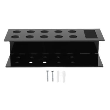 Imagem de Suporte para marcador de montagem em parede Organizador de marcador de quadro branco acrílico transparente com 10 slots para caneta e 1 slot para borracha para escritório escolar (Preta)