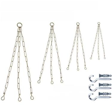 Imagem de Corrente Pendurar Vaso Suspenso de Plantas Kit Correntes 45 55 65 75 85 Pendurar Xaxim Prato Flores(3 Correntes de 75cm)