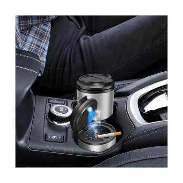 Imagem de FALVFUN Cinzeiro de carro com tampa, cinzeiro destacável de aço inoxidável para veículos com luz LED, acessórios de copo de cinzeiro interior automotivo portátil sem fumaça, universal para SUV Truck