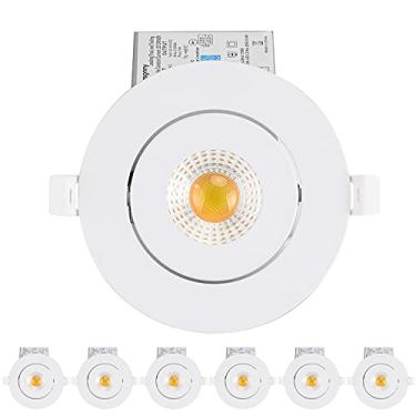 Imagem de Luzes embutidas de LED de 4 polegadas Ultra-finas ajustáveis Gimbal LED Iluminação embutida com caixa de junção 9 Watts 750Lm Luz de teto regulável ETL listada (3000k/4000k/5000kOption 6Pack) Gasonny