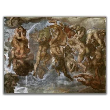 Imagem de Yomcut Série de pôsteres com afrescos de teto da Capela Sistina de Michelangelo - Cultura e arte religiosa, ilustrações históricas e culturais, decorações de parede de casa modernas sem moldura 12 x