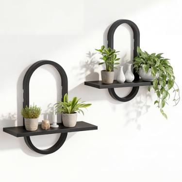 Imagem de KALYLOC Conjunto de 2 prateleiras flutuantes, prateleiras de parede, prateleiras suspensas para plantas, prateleiras decorativas montadas na parede para sala de estar, quarto, banheiro, casa