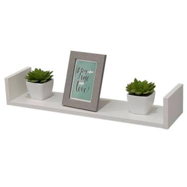 Imagem de Prateleira Suspensa U Suporte Parede Estante Madeira 60x12cm (1, Branco)