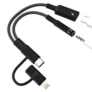 Imagem de Adaptador Lightning USB C para auxiliar (12.9 cm²) para iPhone 17 16 15 14 Pro fone de ouvido áudio 3,5 mm conector divisor cabo dongle carregador cabo carregador para iPad iluminação dupla DAC