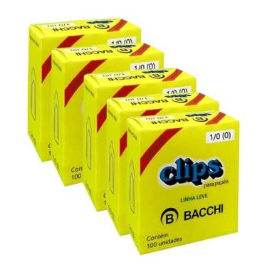 Imagem de Kit 5 Caixa com 100 clips galvanizados 1/0 (0) clipes bacchi