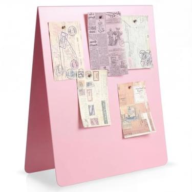 Imagem de Leinuosen 1 quadro de avisos magnético de 30,5 x 25,4 cm, quadro de notas apagável a seco, cavalete de metal independente para exibição de ímã para decoração de mesa, mesa e escritório em casa (rosa)