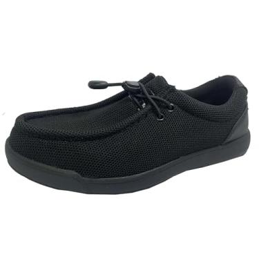 Imagem de SKONI Tênis masculino sem pontas | sem cadarço | leve | tênis de golfe., Preto liso, 46