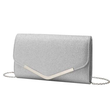 Imagem de QPDRNC Bolsas femininas elegantes e minimalistas, bolsas versáteis, bolsas transversais de ombro com corrente, Prata, One Size