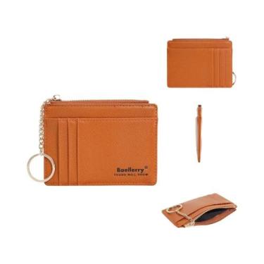 Imagem de Carteira Slim Feminina Multi Cartões Com Chaveiro Estilo Ins, Bolsa De