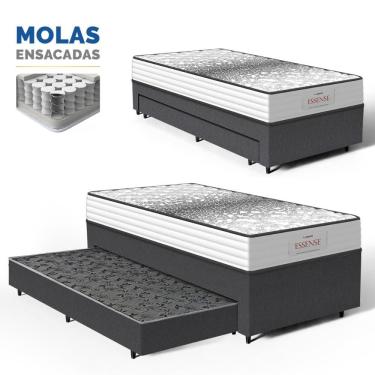 Imagem de Cama Box com Colchão de Molas Ensacadas Double Face Essence Probel + Auxiliar de Molas Unique Solteiro 88cm