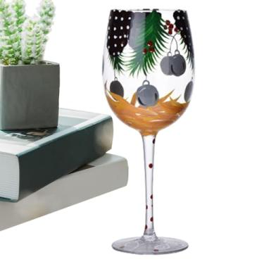 Imagem de Taças de vinho de férias, taças de vinho de Natal com haste | Papai Noel Árvore de Natal Agulhas de Pinheiro Vinho Tinto Óculos de Natal - Peça central de mesa engraçada para decoração de copos de Nat