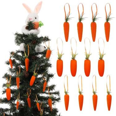 Imagem de PullCrease 13 peças de decoração de coelhinho da Páscoa, inclui um lindo enfeite de árvore de coelho de 40,6 cm e 12 enfeites de cenoura em três tamanhos, para pendurar na Páscoa, decoração de casa