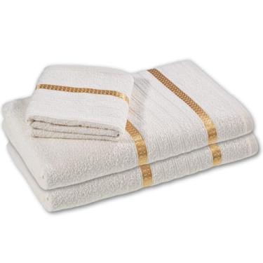 Imagem de Jogo de Toalhas 2/4 Peças - 100% Algodão, Alta Absorção, Para Banho e Rosto, Grande Laune, Ideal para Ambientes Domésticos (Pérola - 2 Banho e 2 Rosto)