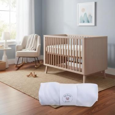 Imagem de Kit 3 Lençóis Avulsos de Malha 100% Algodão com Elástico para Berço Americano, Hipoalergênico, 160x98x12cm, Liso (Branco)