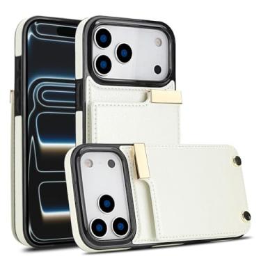 Imagem de Capa carteira com porta-cartões de órgão para iPhone 17/17 Air/17 Pro/17 Pro Max, capa de couro elegante à prova de choque, ímã forte e design antiarranhões (branco, 17 Pro)