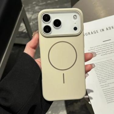 Imagem de SFDSUH Capa de luxo fosca com carregamento magnético para iPhone 16e, à prova de choque e com bordas reforçadas (para iPhone 16e/Branco Antigo)