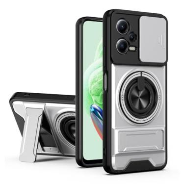 Imagem de SORAKA Capa para Xiaomi Redmi Note 12 5G com suporte,proteção de lente com janela e capa dupla de PC e TPU compatível com suporte magnético para carro