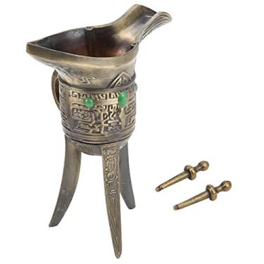 Imagem de Copos de Vinho Antigos, Pés Triplos de Metal Copos de Vinho Tradicionais para Beber Material de Liga Copo de Vinho Antigo Resistente para Cozinha Doméstica, Restaurante e Bar de