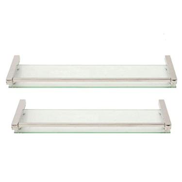 Imagem de Acofuns Prateleira de armazenamento moderna de 40/50/60 cm para banheiro com base de latão e camada de vidro