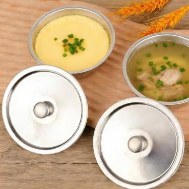 Imagem de Tigela de aço inoxidável 304 para ovos cozidos no vapor com tampa, utensílios de cozinha, salada, frutas, salada, sobremesa, tigela de sopa, recipiente para cozinhar alimentos