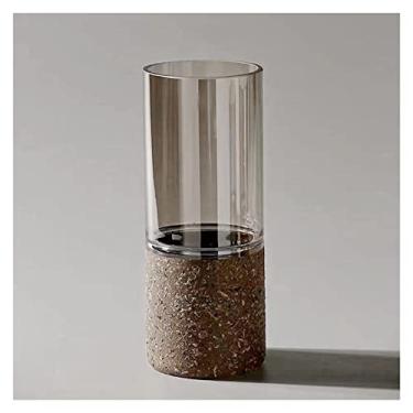 Imagem de Vaso de vidro transparente europeu moderno minimalista, vasos de flores hidropônicos, decoração de mesa, vasos cilíndricos, peças centrais modernas para decoração de casa (grande)