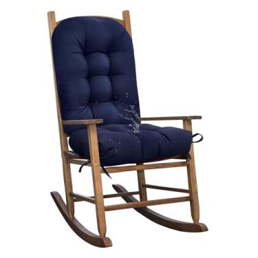 Imagem de TESICA Almofada impermeável para cadeira de balanço, almofadas de cadeira de pátio, almofadas de cadeira tufadas para móveis de balancim, ambientes internos e externos, azul marinho