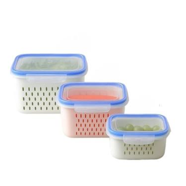 Imagem de Kit Potes Organizadores Herméticos para Geladeira 850ml 1750ml 3300ml – Organizador de Geladeira Multiuso para Alimentos e Verduras(KIT 3 Potes - P, M e G)