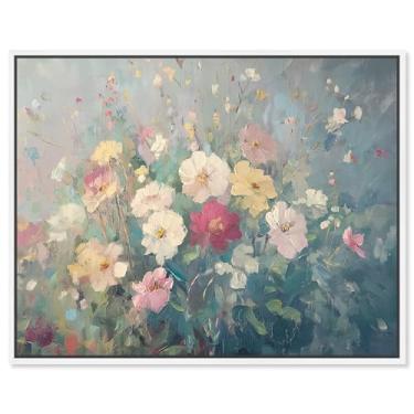 Imagem de Art Remedy Tela floral silenciosa, 61 cm x 50 cm, moldura branca, Sunken Eden II