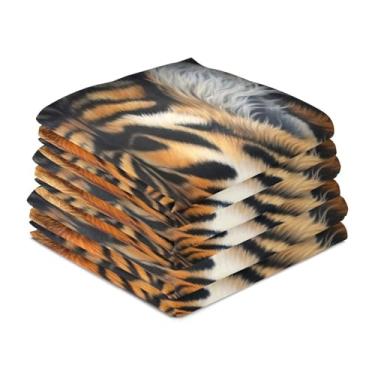 Imagem de Wassud Toalhas de cozinha com cabeça de tigre toalhas de prato de cozinha pacote com 6 panos de prato macios com laço para pendurar toalha de mão super absorvente de secagem rápida toalhas de chá de