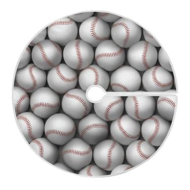 Imagem de Qilmy Saia branca de beisebol para árvore de Natal de 120 cm, camurça para árvore de Natal, adequada para ambientes internos e externos, festa, escritório, armário 14