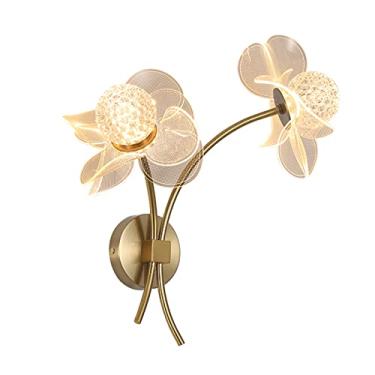 Imagem de Aplique de Parede Floral Vintage Luminária para Interior Casa Sala Estar Quarto Corredor 3 Cores Ajustáveis Alto- Ferro Eletroplatado Acrílico Proteção os Olhos Fácil Instalar
