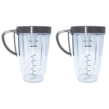 Imagem de Blendin Frasco De Copo Alto Grande De 2 Pacotes De 24 Onças Com Anel Labial, Compatível Com Espremedores De Liquidificador Nutribullet Transparente
