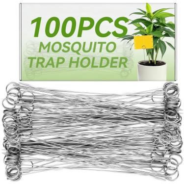 Imagem de Otoolling Suporte de arame de 100 peças de 30,5 cm para armadilhas pegajosas, suporte de estaca de metal para armadilhas amarelas para colar plantas, jardins e estufas, fácil instalação (prata)